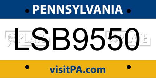 LSB9550 Pennsylvania License Plate