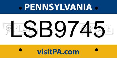 LSB9745 Pennsylvania License Plate