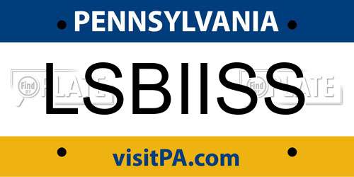 LSBIISS Pennsylvania License Plate