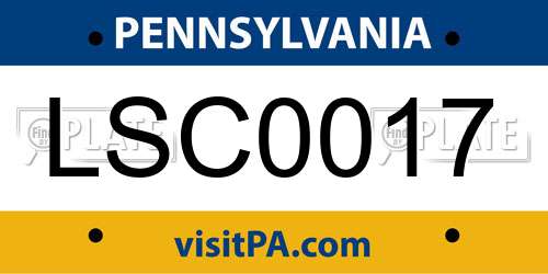 LSC0017 Pennsylvania License Plate