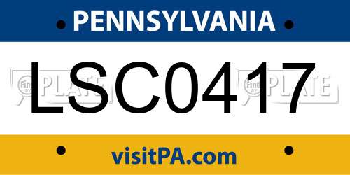 LSC0417 Pennsylvania License Plate