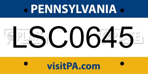LSC0645 Pennsylvania License Plate