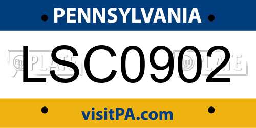 LSC0902 Pennsylvania License Plate