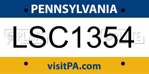 LSC1354 Pennsylvania License Plate