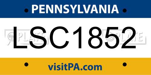 LSC1852 Pennsylvania License Plate