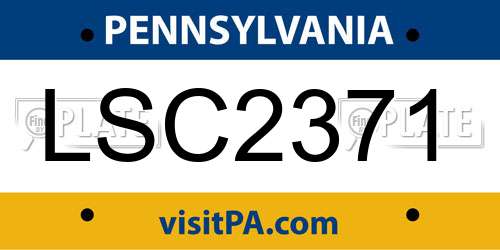 LSC2371 Pennsylvania License Plate