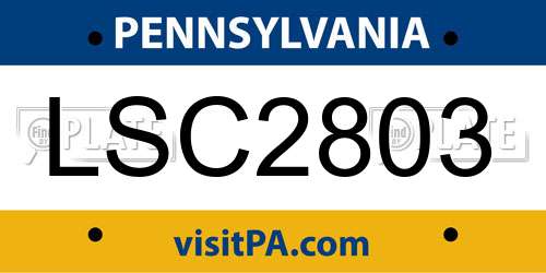 LSC2803 Pennsylvania License Plate