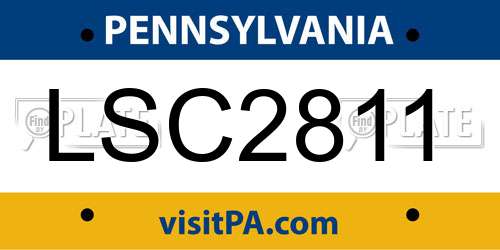 LSC2811 Pennsylvania License Plate