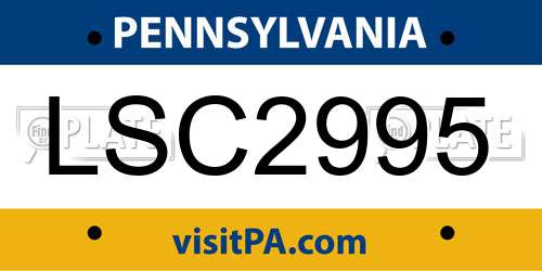 LSC2995 Pennsylvania License Plate
