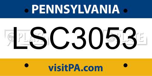 LSC3053 Pennsylvania License Plate