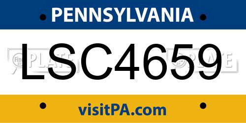 LSC4659 Pennsylvania License Plate