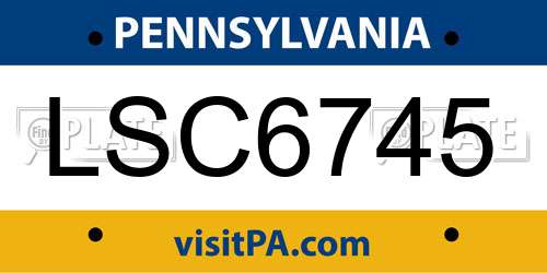 LSC6745 Pennsylvania License Plate