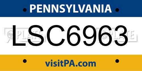 LSC6963 Pennsylvania License Plate