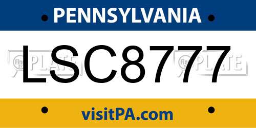 LSC8777 Pennsylvania License Plate