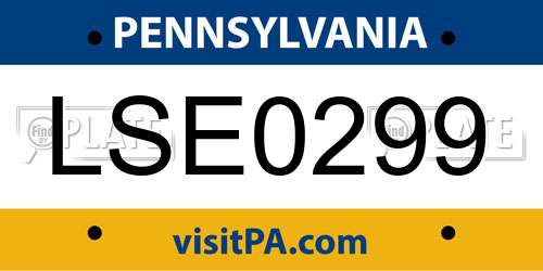 LSE0299 Pennsylvania License Plate