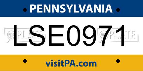 LSE0971 Pennsylvania License Plate