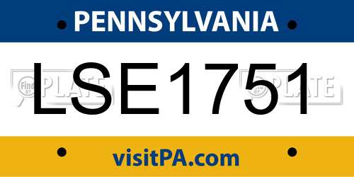 LSE1751 Pennsylvania License Plate