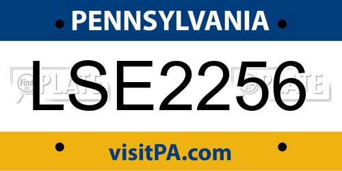 LSE2256 Pennsylvania License Plate