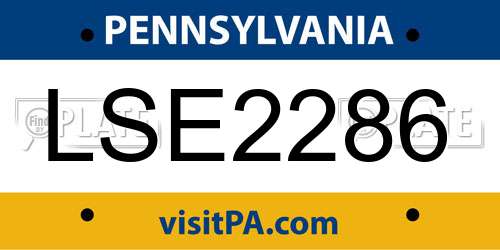 LSE2286 Pennsylvania License Plate