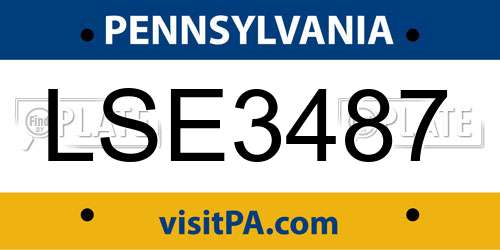 LSE3487 Pennsylvania License Plate