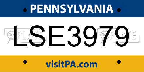 LSE3979 Pennsylvania License Plate