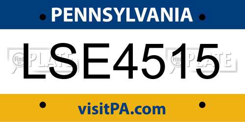 LSE4515 Pennsylvania License Plate