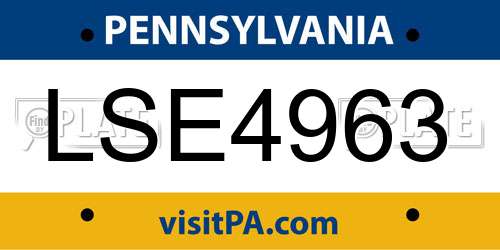 LSE4963 Pennsylvania License Plate