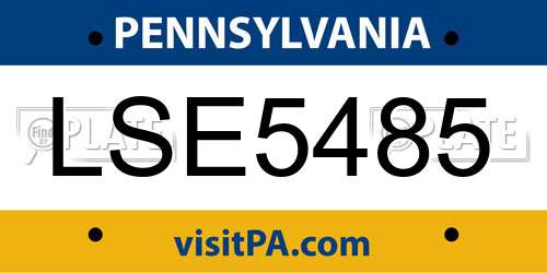 LSE5485 Pennsylvania License Plate