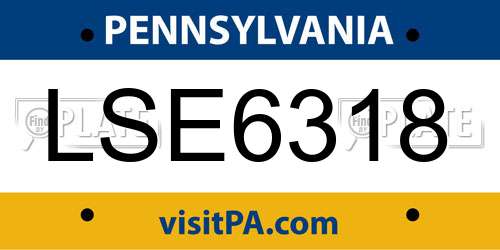LSE6318 Pennsylvania License Plate