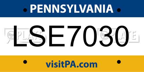 LSE7030 Pennsylvania License Plate