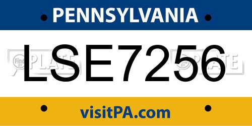 LSE7256 Pennsylvania License Plate