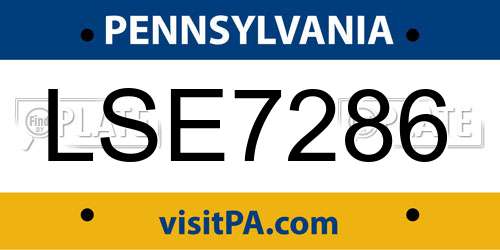 LSE7286 Pennsylvania License Plate
