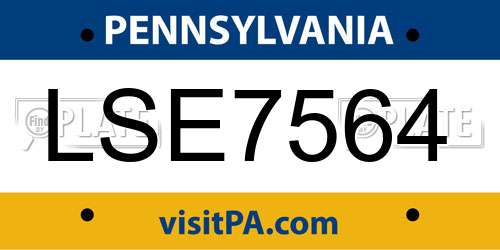 LSE7564 Pennsylvania License Plate