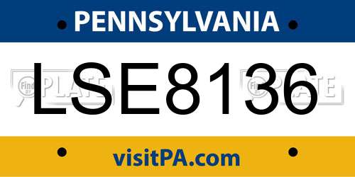 LSE8136 Pennsylvania License Plate