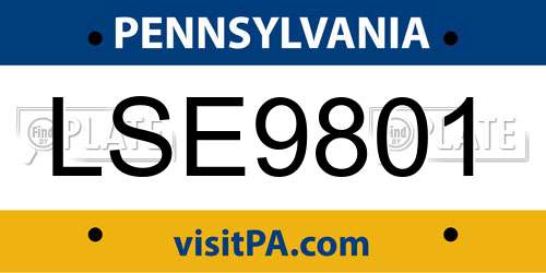 LSE9801 Pennsylvania License Plate