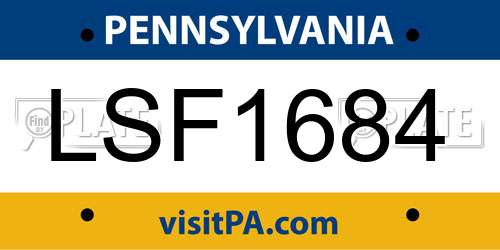 LSF1684 Pennsylvania License Plate