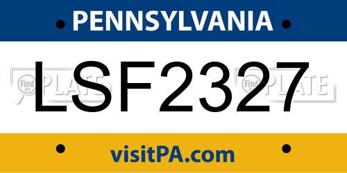 LSF2327 Pennsylvania License Plate
