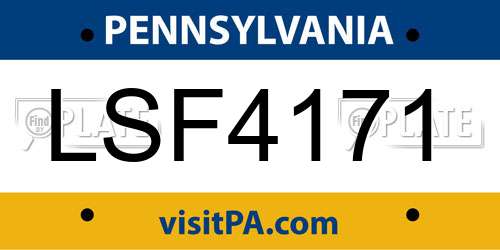 LSF4171 Pennsylvania License Plate