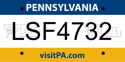 LSF4732 Pennsylvania License Plate