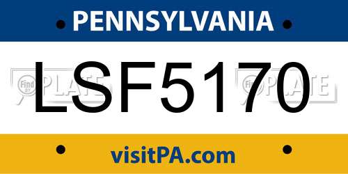 LSF5170 Pennsylvania License Plate