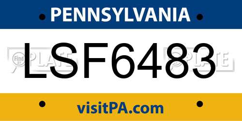 LSF6483 Pennsylvania License Plate