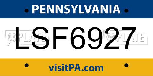 LSF6927 Pennsylvania License Plate