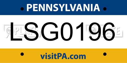 LSG0196 Pennsylvania License Plate