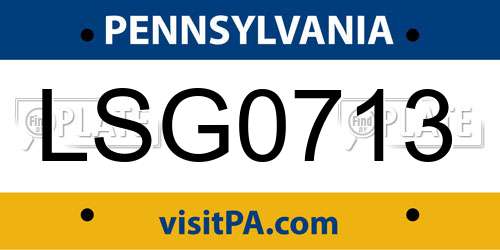 LSG0713 Pennsylvania License Plate