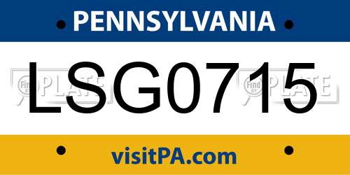 LSG0715 Pennsylvania License Plate