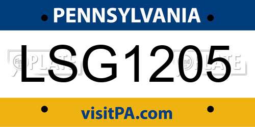 LSG1205 Pennsylvania License Plate