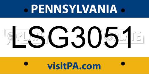 LSG3051 Pennsylvania License Plate