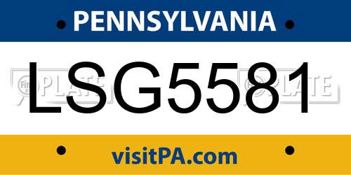 LSG5581 Pennsylvania License Plate