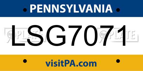 LSG7071 Pennsylvania License Plate