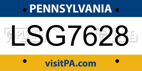 LSG7628 Pennsylvania License Plate